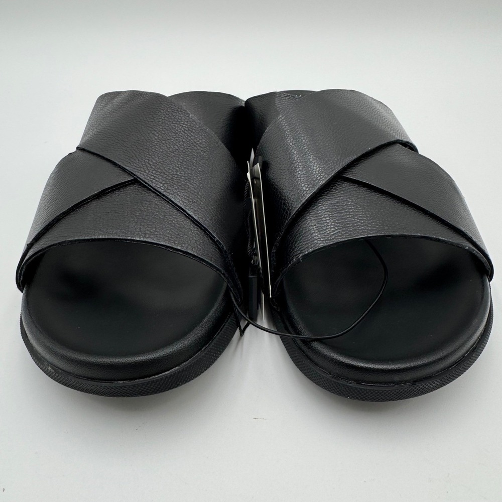 NEW Banana Republic Crossover Leather Slide Sandals 9 Black Minimalist 629080 - Picture 13 of 15